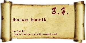 Bocsan Henrik névjegykártya